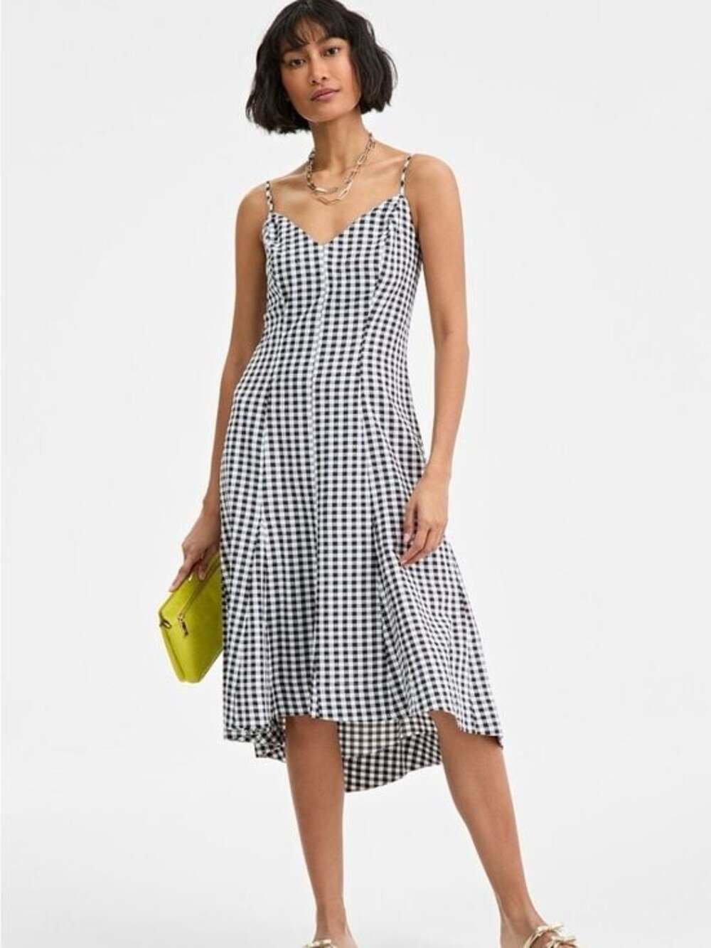 NWT On 34th Black and White Gingham Slip Dress Size 2